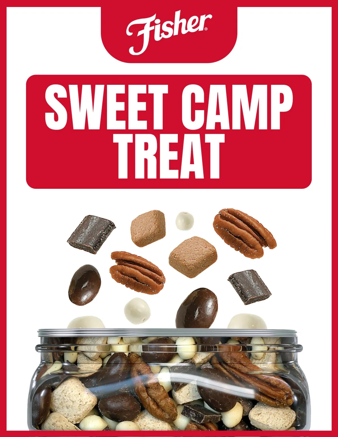Fisher S’mores Trail Mix, 23 oz Jar, Packed with Chocolate-Covered Peanuts & Marshmallows, Graham Crackers, Pecans and Dark Chocolate Chunks, Bulk Trail Mix with Chocolate, Snack for Parties