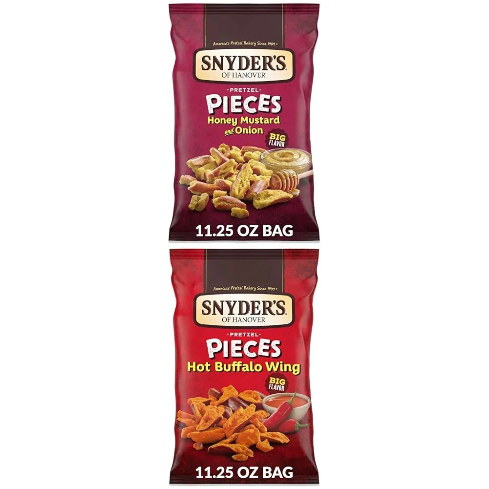 Snyder's of Hanover Pretzel Pieces, Honey Mustard and Onion, 11.25 Oz and Snyder's of Hanover Pretzel Pieces, Hot Buffalo Wing, 11.25 Oz