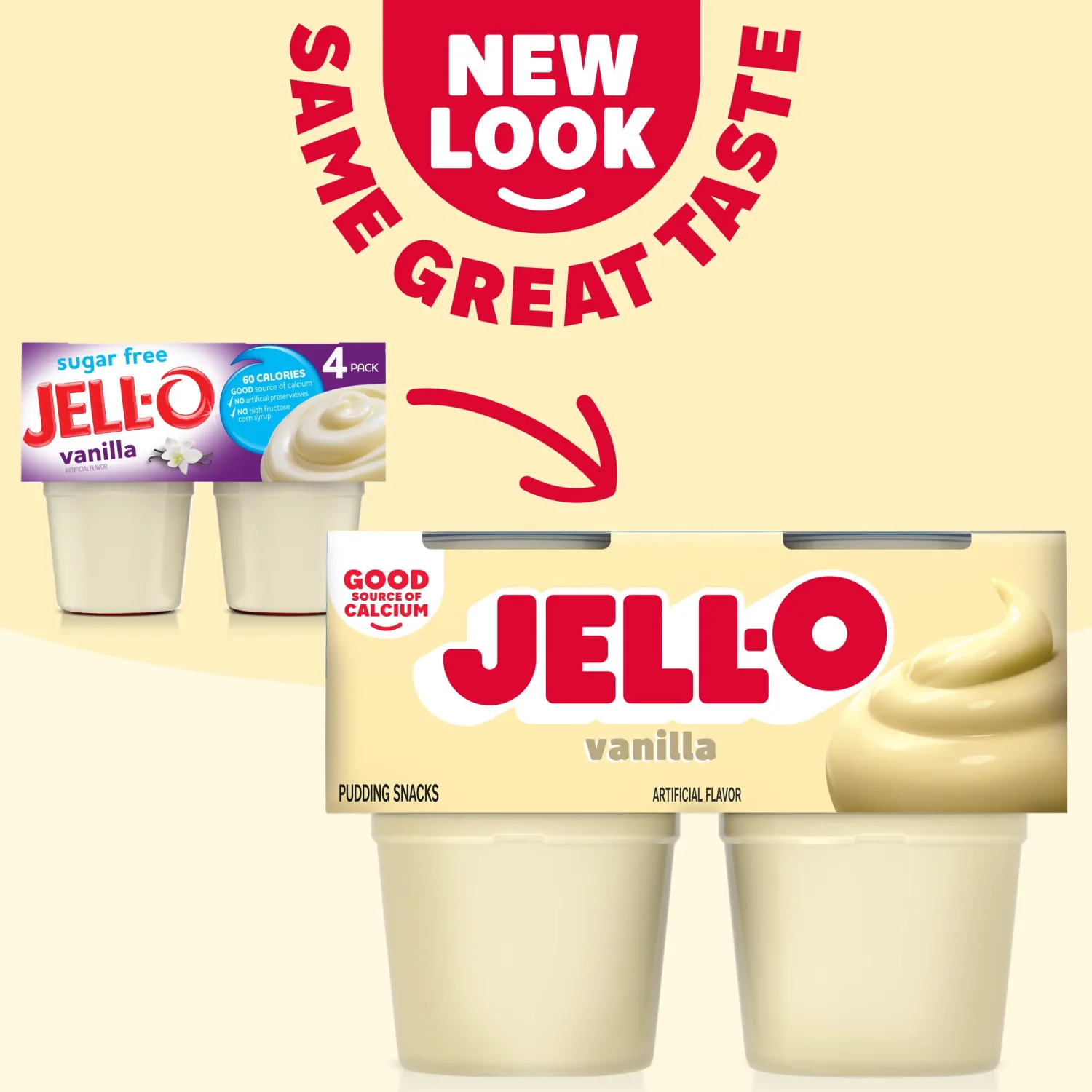 Jell-O Original Vanilla Ready-To-Eat Pudding Cups Snack, 4 Ct Cups