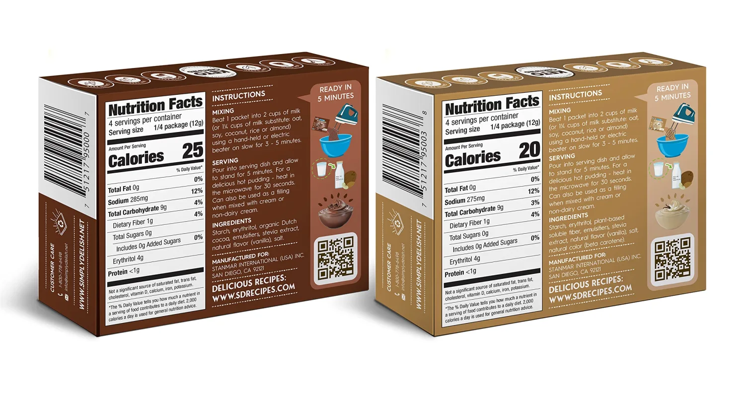 Simply Delish Natural Pudding and Pie Filling Variety Pack, 1 Chocolate and 1 Vanilla, 2 CT
