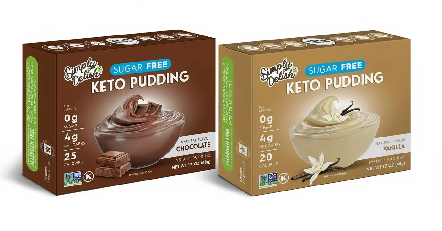 Simply Delish Natural Pudding and Pie Filling Variety Pack, 1 Chocolate and 1 Vanilla, 2 CT