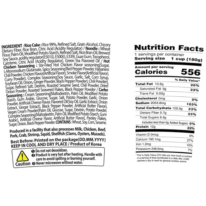 DELIEF Rabokki Hot Chicken CARBO Flavor 180g/6.34oz - Pack of 1, Korean Street food, ramen noodle and Tteokbokki rice cake combined in 1 - Quick and Easy meal