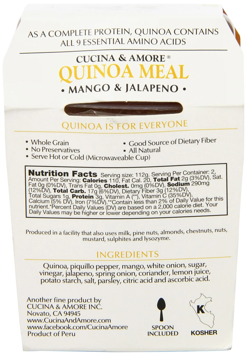 Cucina & Amore Quinoa RTE Meal, Basil Pesto, 7.9 Ounce