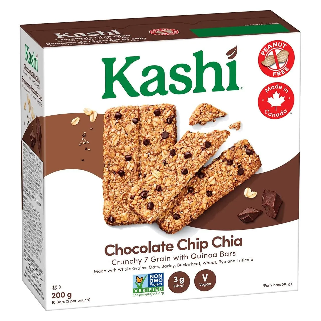 Kashi Seven Grain with Quinoa bars, Chocolate Chip Chia Non-GMO, 200g/7.1oz, box {Imported from Canada}
