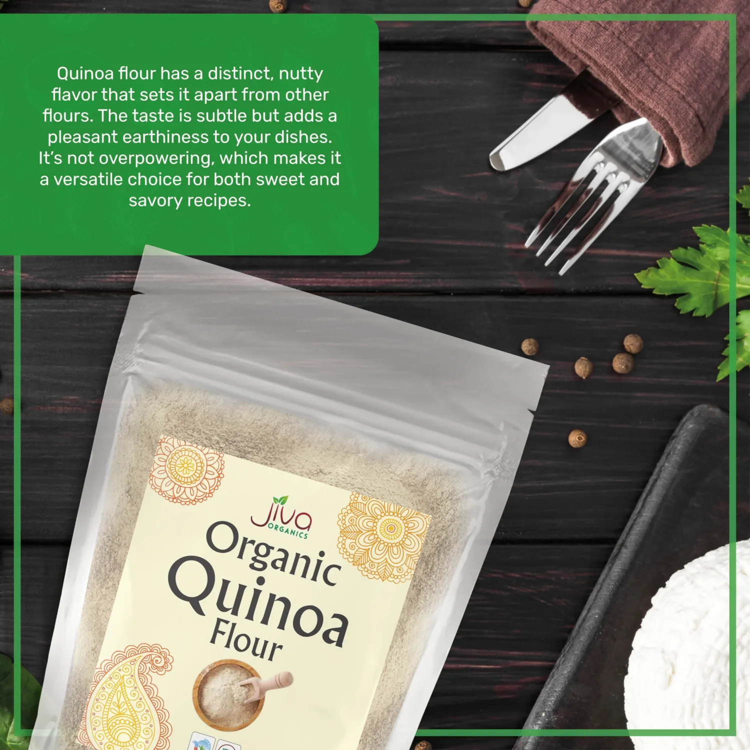 Jiva Organics Premium Quinoa Flour 2 LB Bag - Gluten Free, Non GMO