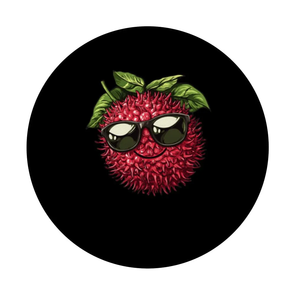 Rambutan With Funny Sunglasses PopSockets Adhesive PopGrip