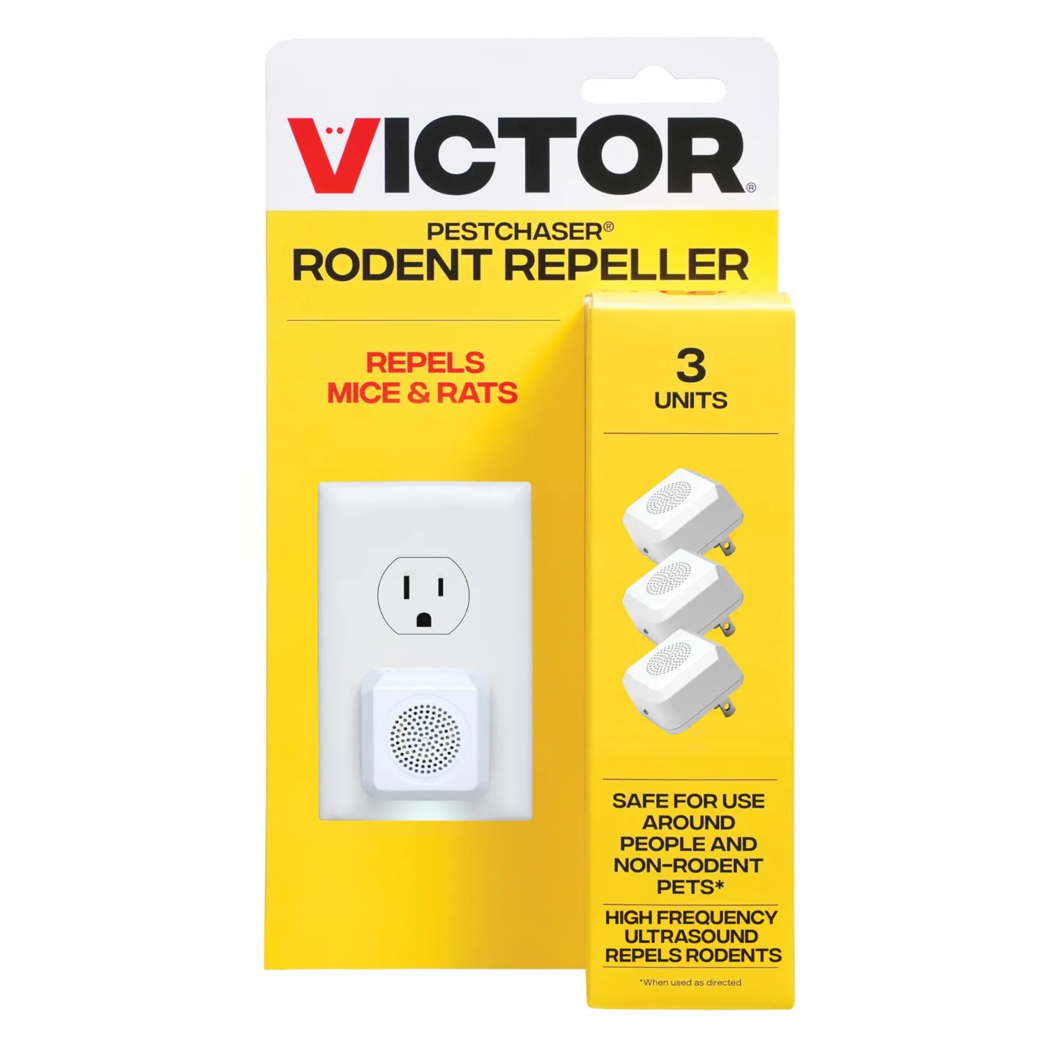 Victor M753K PestChaser Indoor Ultrasonic Rodent Repellent with Nightlight, 3 Rodent Repeller Mouse Deterrent Plug In Devices