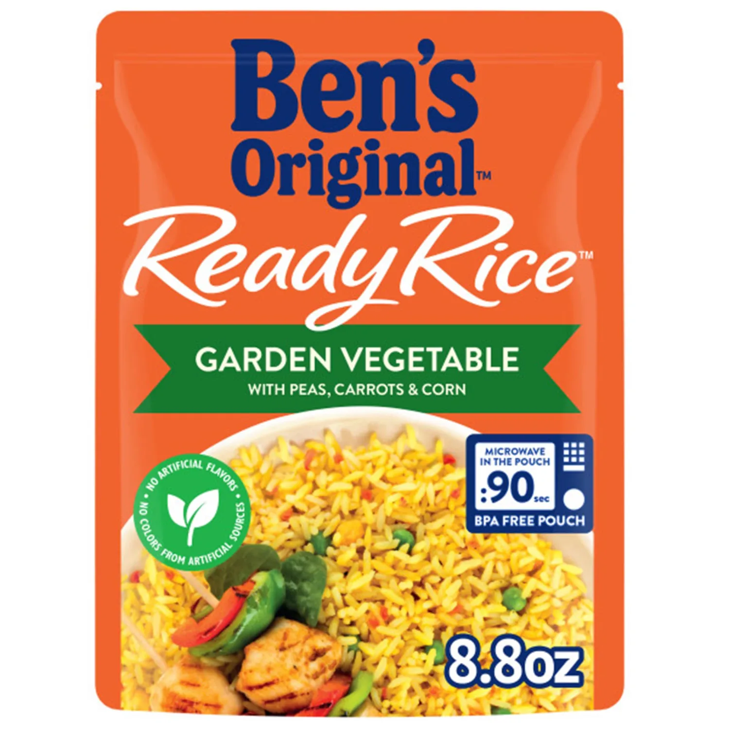 BEN'S ORIGINAL Ready Rice Garden Vegetable Flavored Rice, Easy Dinner Side, 8.8 oz Pouch