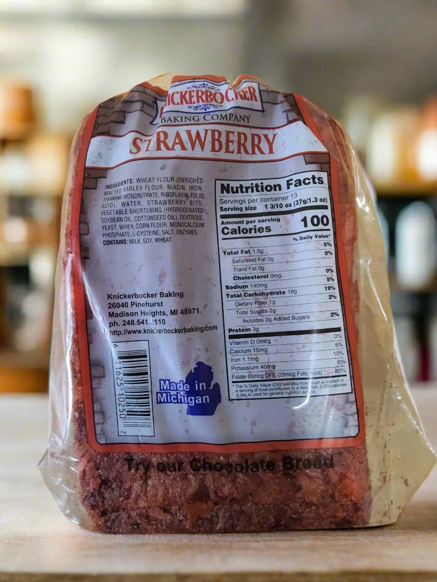 Knickerbocker Bakery Bread. (Knickerbocker Bakery Strawberry Bread 14.oz.)