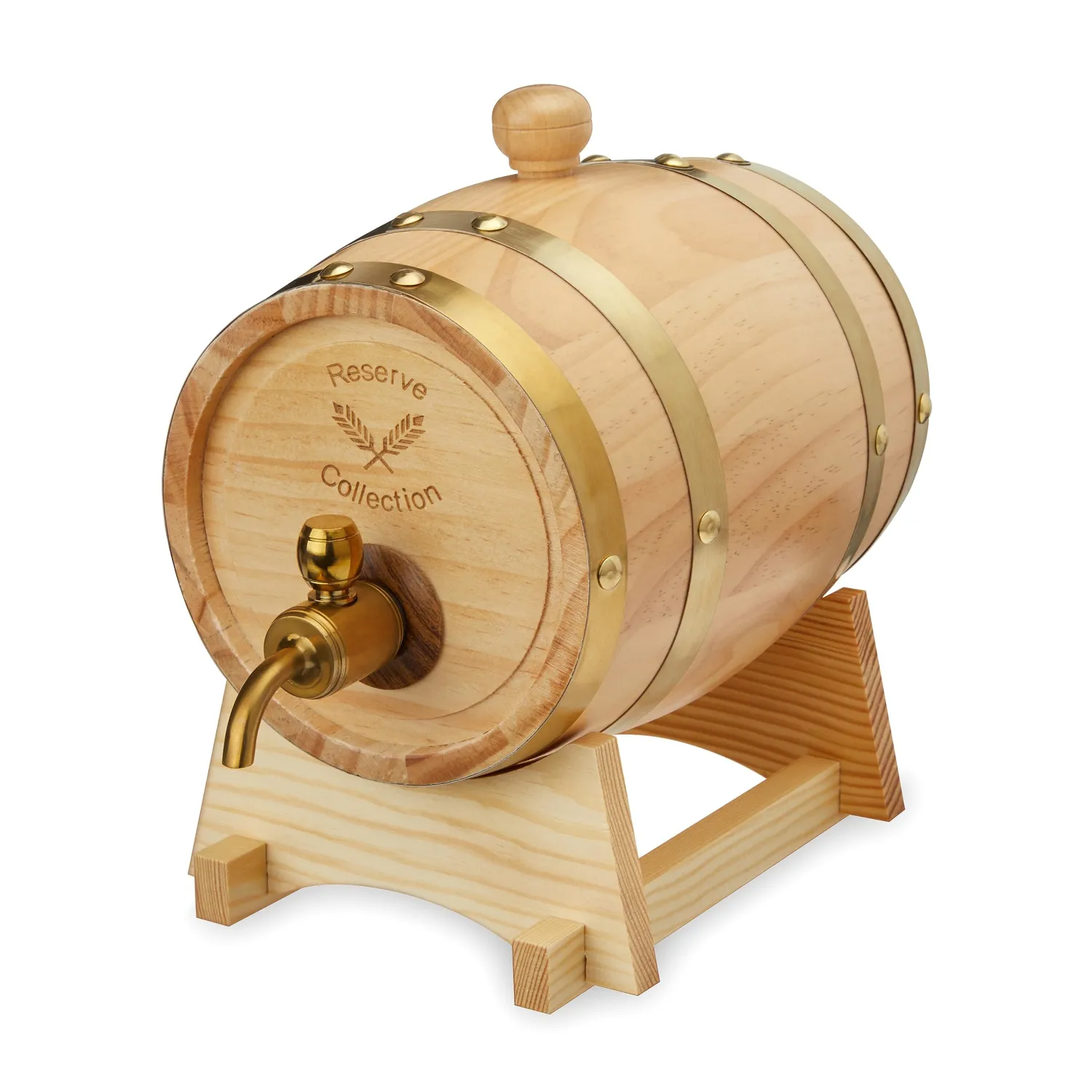 Foster & Rye Wooden, Whiskey Infusion Bourbon Moonshine Jug with Spigot, Liquor Dispenser Beverage Barrel-Holds 750mL Set of 1, Brown