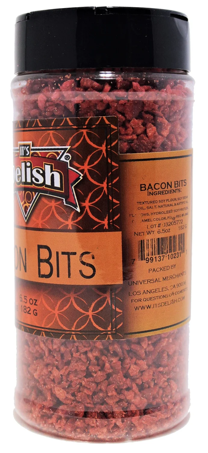 Imitation Bacon Bits by Its Delish, 6.5 Oz. Medium Jar