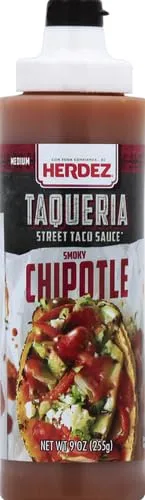 HERDEZ TAQUERIA STREET SAUCE, Smoky Chipotle, Medium, 9 oz Squeeze Bottle– Bold & Smoky Flavor for Tacos & More