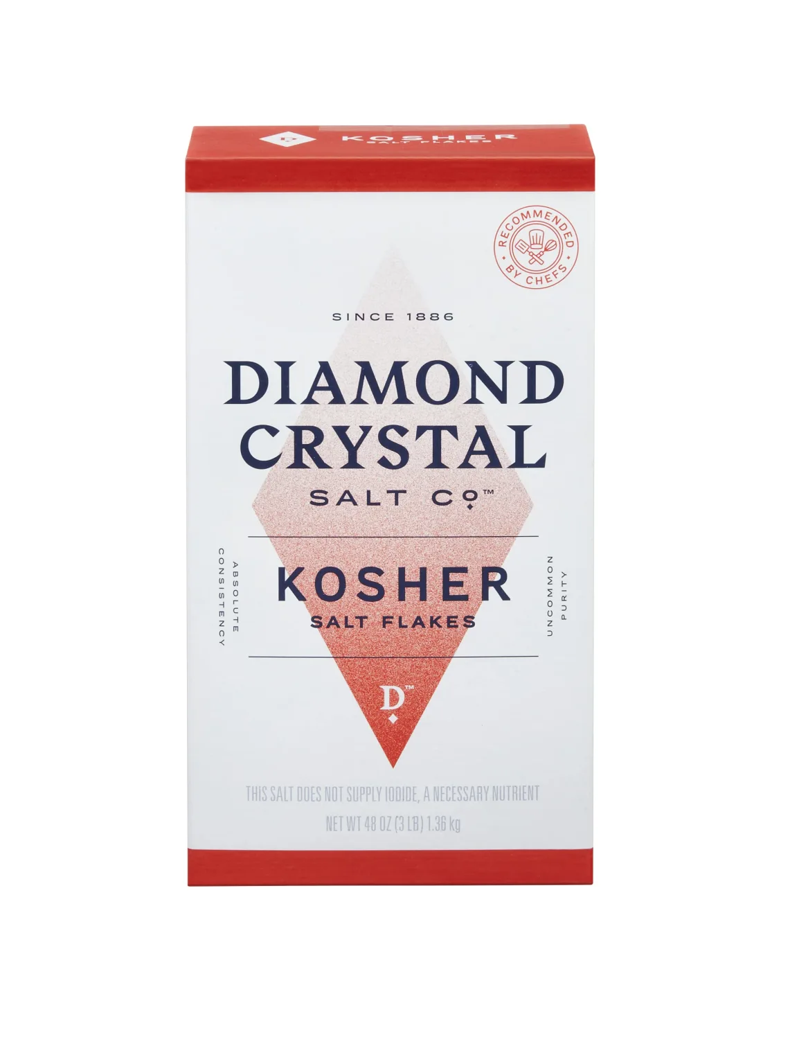 Diamond Crystal Kosher Salt – Full Flavor, No Additives and Less Sodium - Pure and Natural Since 1886-3 Pound (New Packaging)