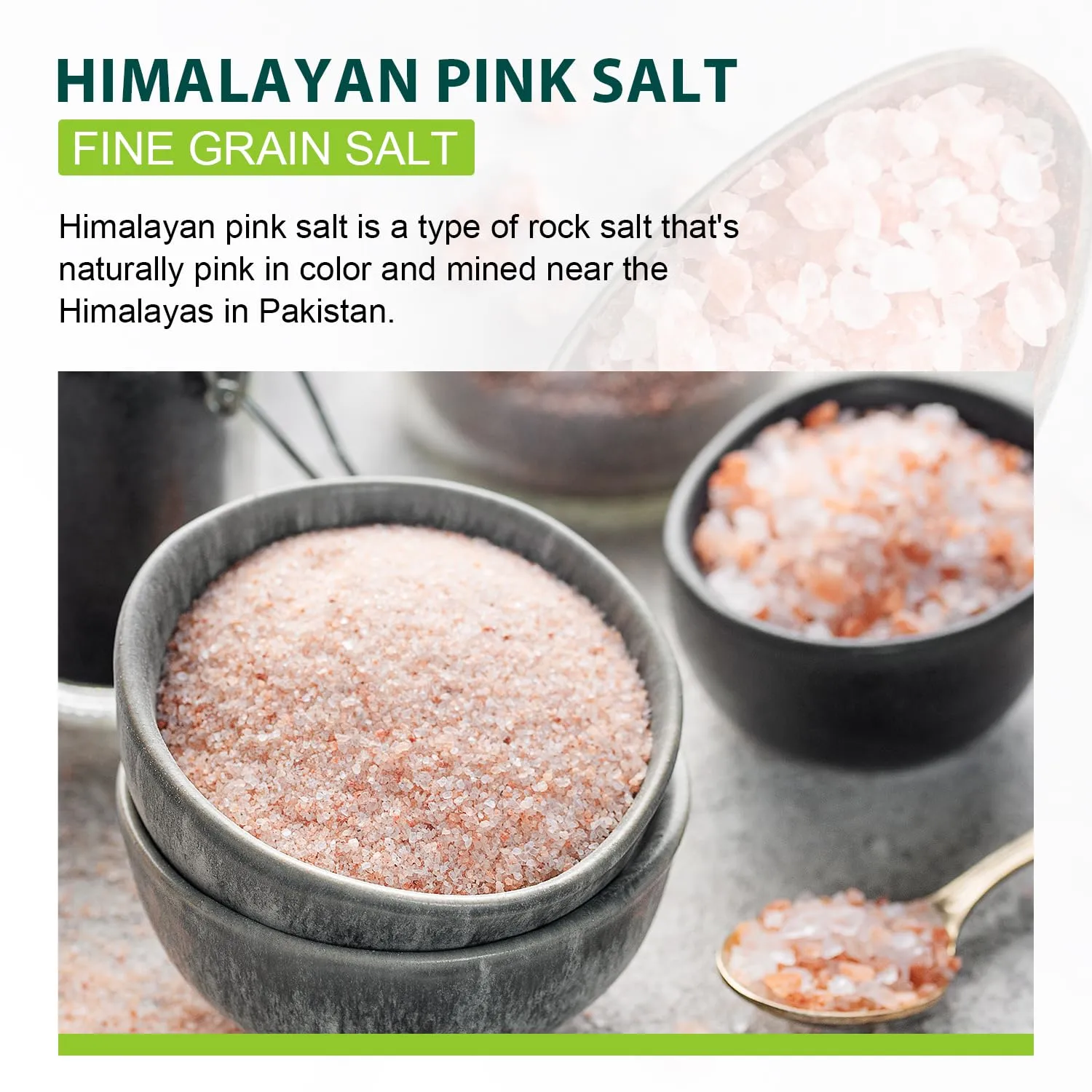 Soeos Himalayan Pink Salt, Fine Grain, 16 oz (1 Pound), Pink Himalayan Sea Salt, Non-GMO, Kosher Salt, Rock Salt for Grinder Refill