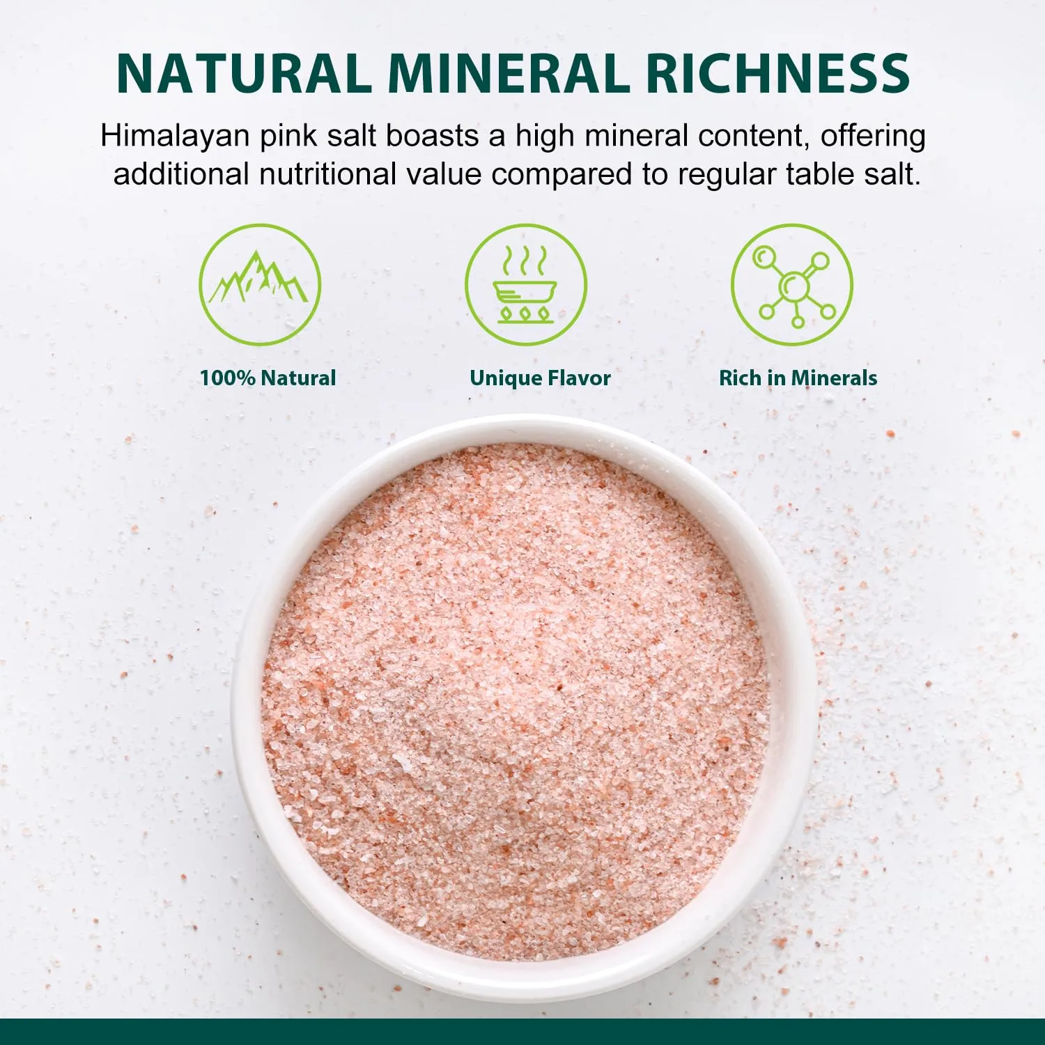 Soeos Himalayan Pink Salt, Fine Grain, 2 Lbs (32 oz), Non-GMO, Pink Himalayan Sea Salt, Kosher Salt, Rock Salt for Grinder Refill