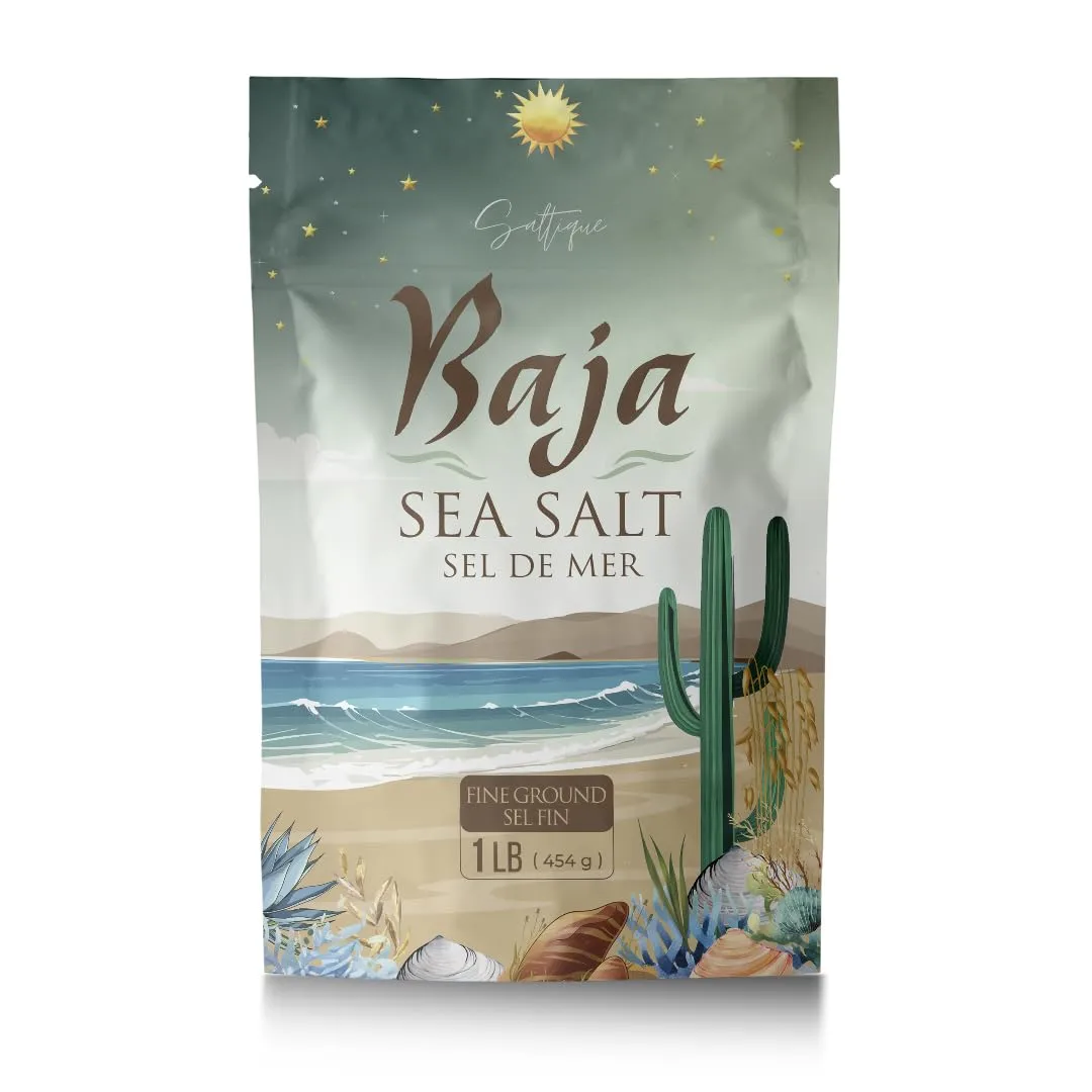 Baja Sea Salt 1lb Fine Ground From Baja Mexico - Baja Organic Salt Packed with 90 Minerals Helping You Stay Hydrated And Improve Electrolyte Balance- 100% Unrefined- Vegan- GMO-free - Paleo - (1lb)