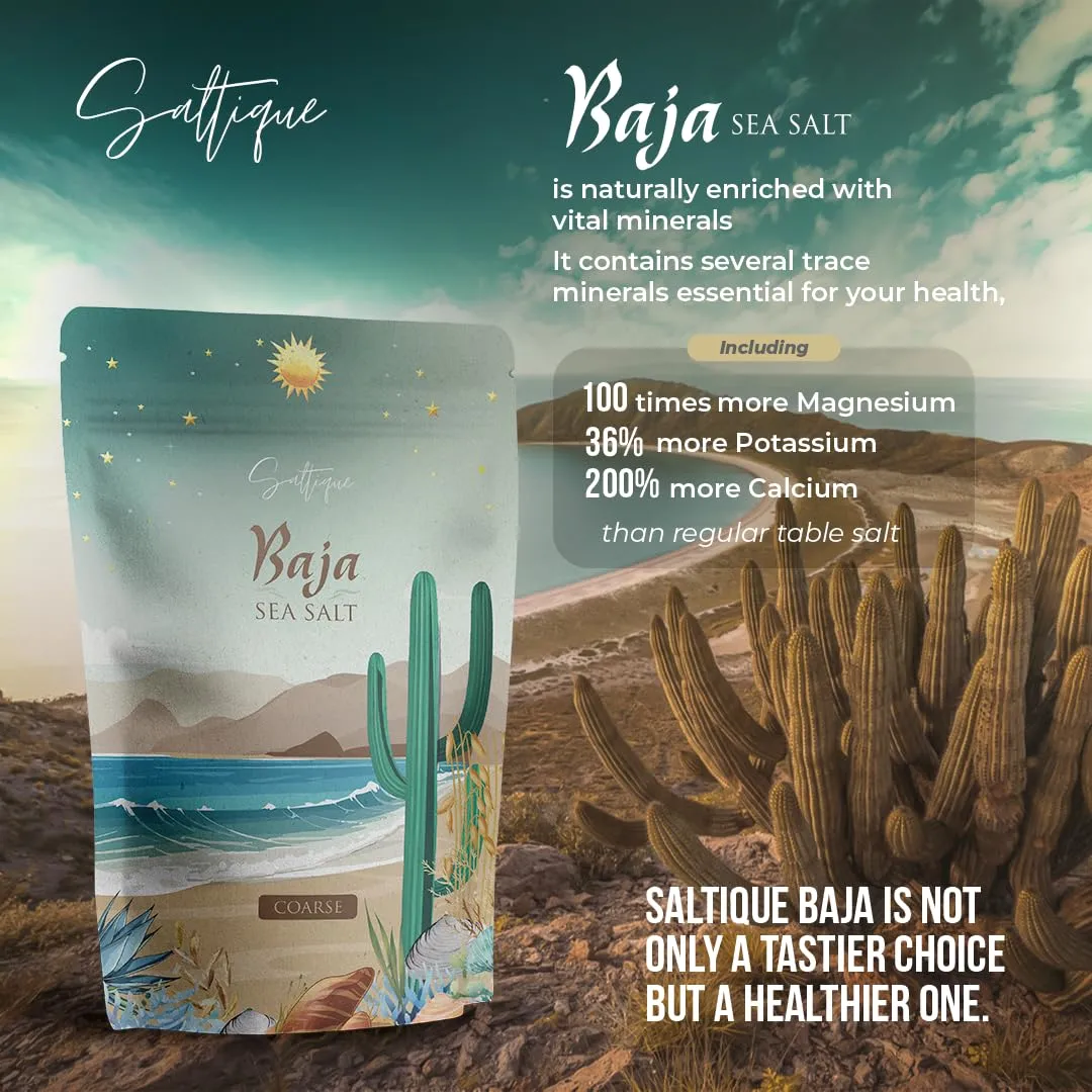 Baja Sea Salt 1lb Fine Ground From Baja Mexico - Baja Organic Salt Packed with 90 Minerals Helping You Stay Hydrated And Improve Electrolyte Balance- 100% Unrefined- Vegan- GMO-free - Paleo - (1lb)