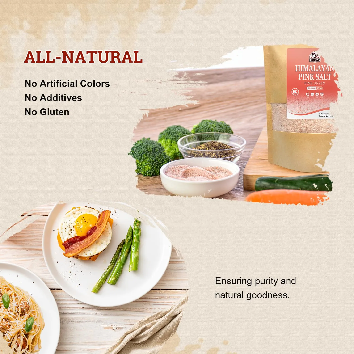 52USA Himalayan Pink Salt Fine, Non-GMO Fine Ground Table and Cooking Salt, 16oz (1 Pound), 100% Real, Pure, Unrefined Himalayan Pink Salt, 80+ Minerals and Electrolytes, Pink Himalayan Sea Salt