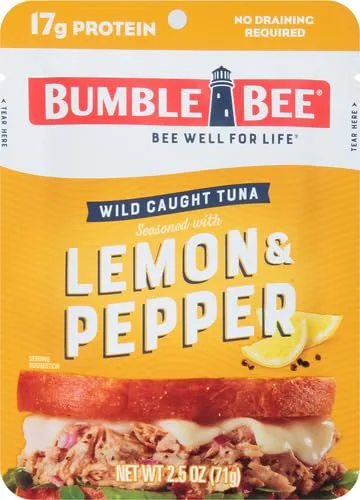 Bumble Bee Lemon & Pepper Seasoned Tuna, 2.5 Ounce Pouch (Pack of 4)