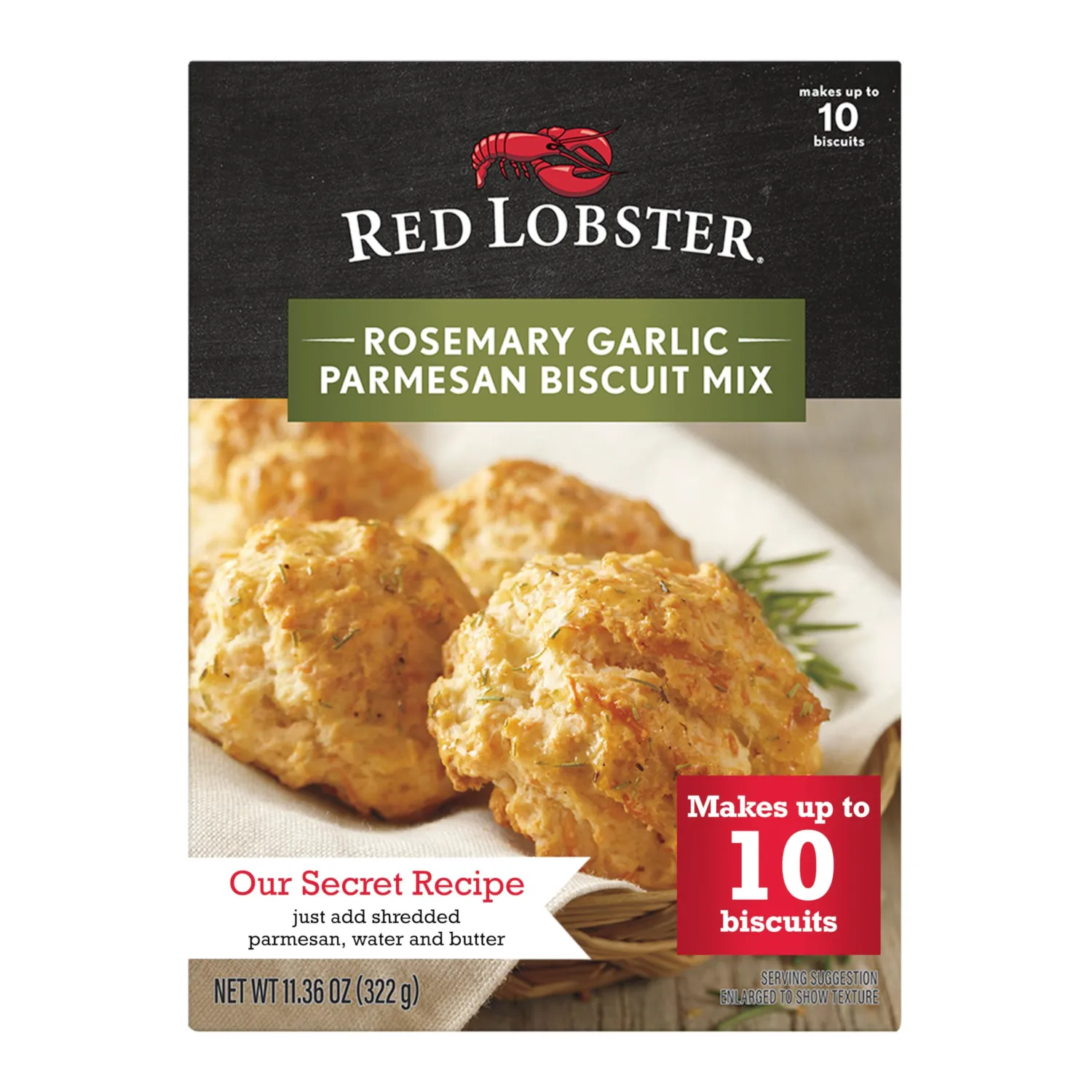 Red Lobster Rosemary Garlic Parmesan Biscuit Mix, Rosemary Garlic Herb Seasoning Included, 11.36 Oz Box