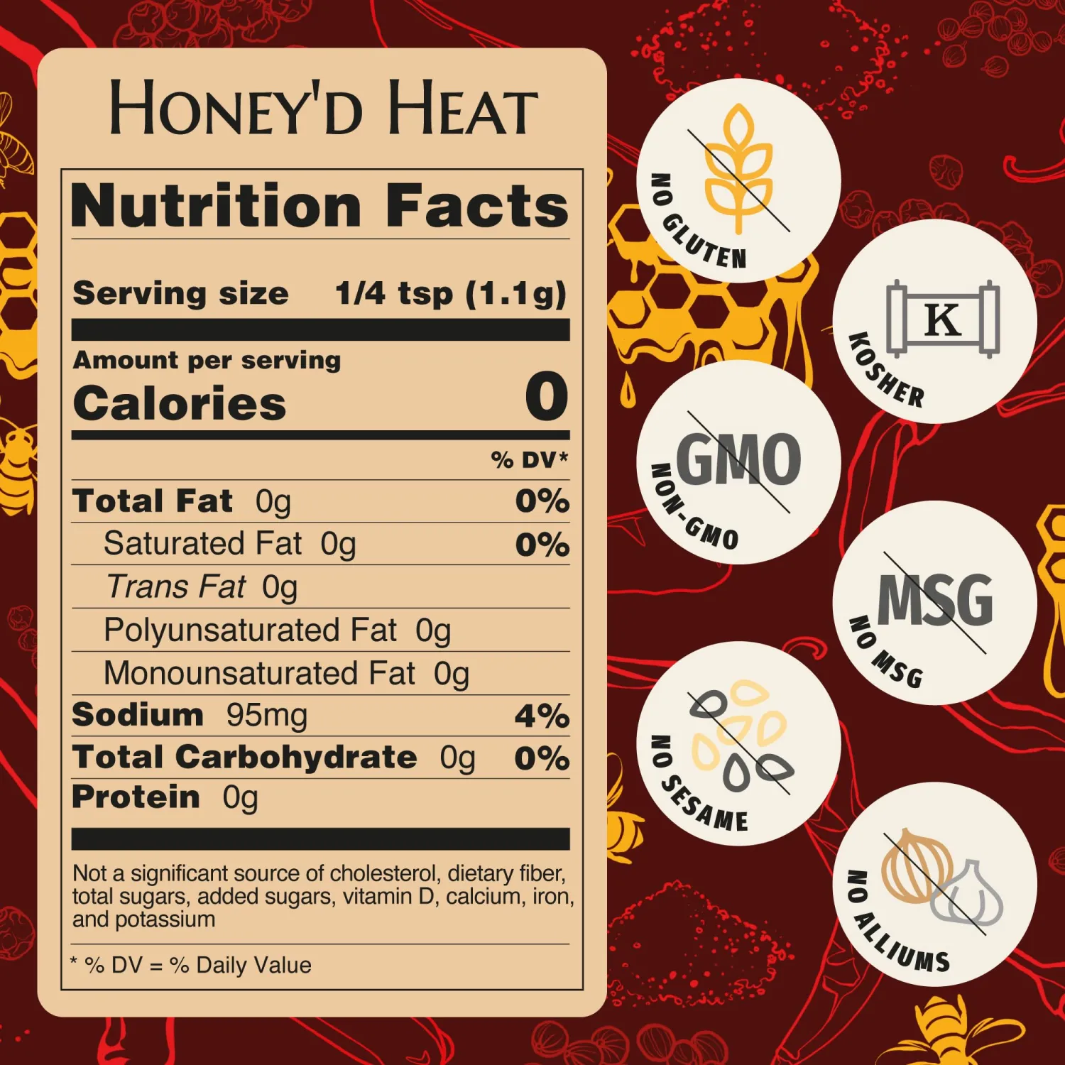 Stella Foods „Honey'd Heat“ Chili & Spice Blend - Sweet Heat BBQ Seasoning - Low FODMAP, Kosher, Made in USA, large 5.3 oz Bottle