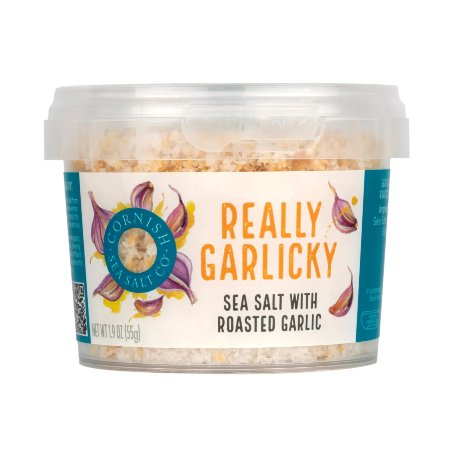 Cornish Sea Salt Really Garlicky Seasoning | Cooking & Hydration | Hand-Harvested in Celtic Waters | 1.9 oz Resealable Tub (Pack of 1)