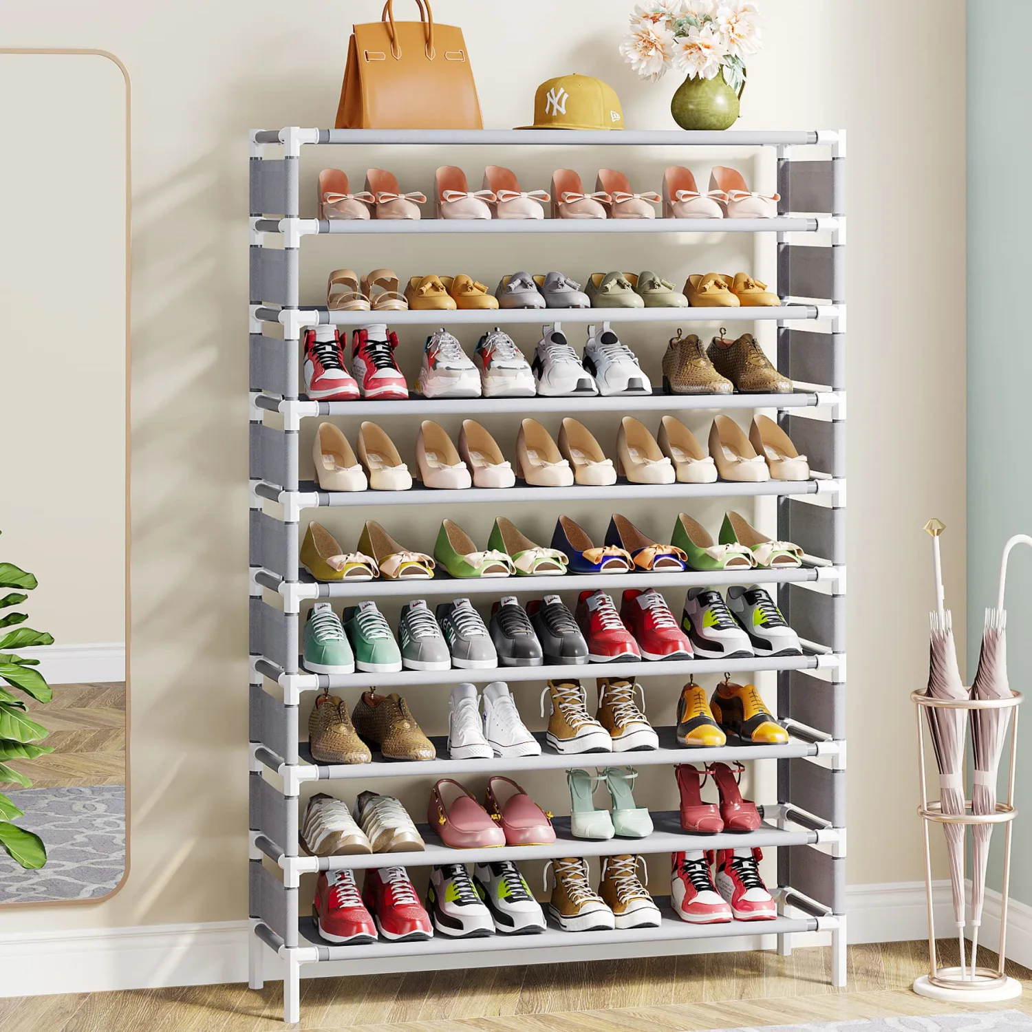 Tribesigns Upgraded 10 Tiers Shoe Rack, Large Capacity Shoe Shelf, Tall Shoe Organizer for 50 Pairs, Space Saving Shoe Storage Rack