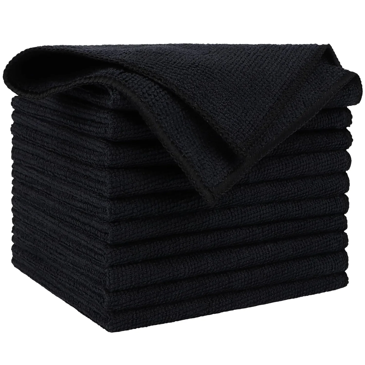 AIDEA Microfiber Cleaning Cloths Black 10PK, Microfiber Towels for Cars, Premium Car Cloth, Dusting Cloth Lint Free Cleaning Rags for SUVs, House, Kitchen, Window, Workshops,12×12"