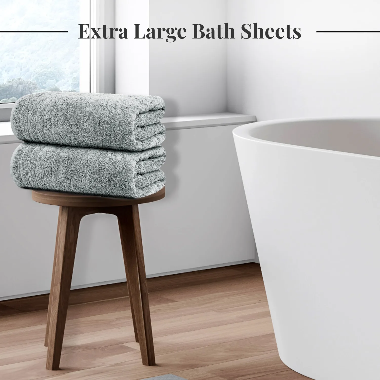 Tens Towels Pack of 2 Extra Large Bath Sheets 35 x 70 Inches, 100% Cotton, Larger & Lighter Weight, Quicker to Dry, Super Soft & Absorbent, Oversized Bath Towels, Cool Grey