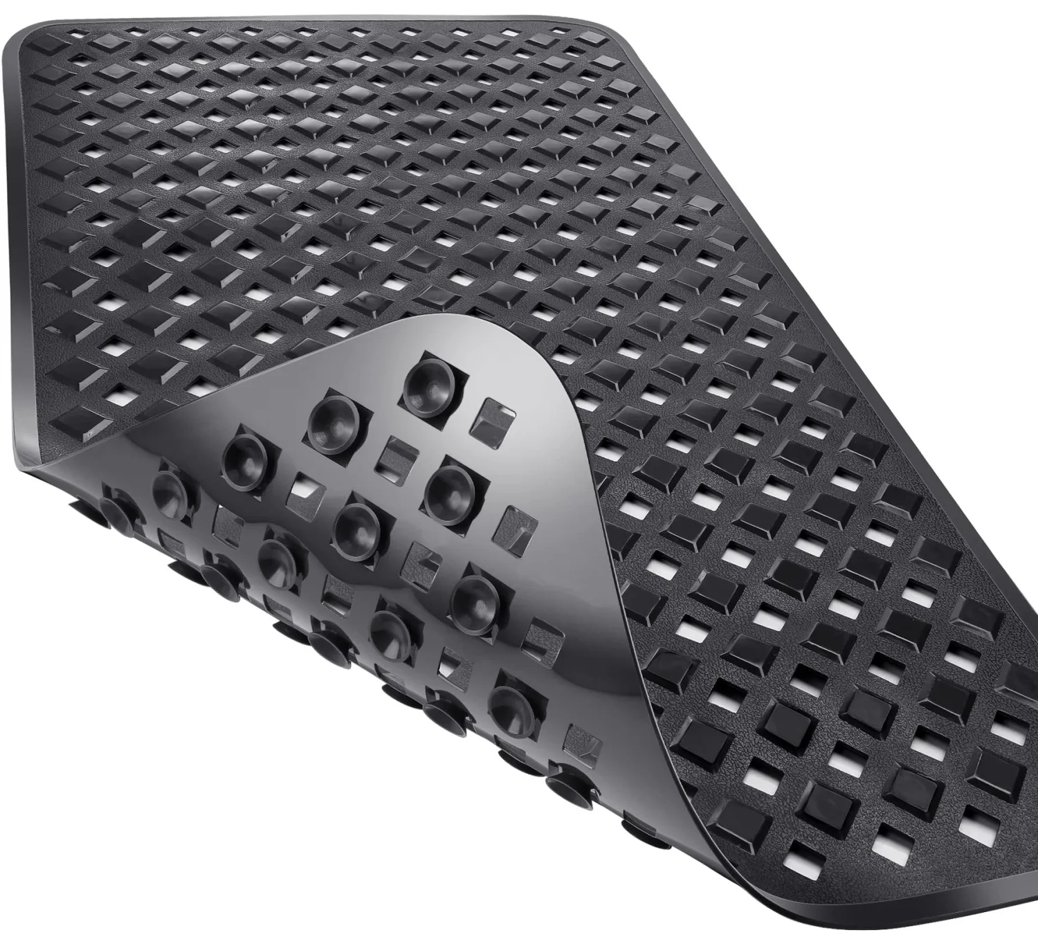 Yimobra Bathtub Mat Non Slip, 27.5x15.5 Inch Shower Mat with Drain Holes Suction Cups, Bath Mats for Inside Shower, Machine Washable, BPA, Latex, Phthalate Free, Black