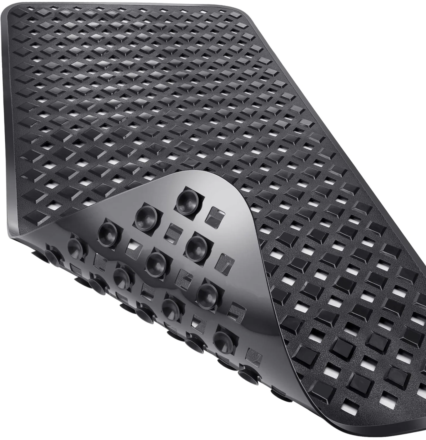 Yimobra Bathtub Mat Non Slip, 34.5x15.5 Inch Long Shower Mat with Drain Holes Suction Cups, Bath Mats for Inside Shower, Machine Washable, BPA, Latex, Phthalate Free, Black