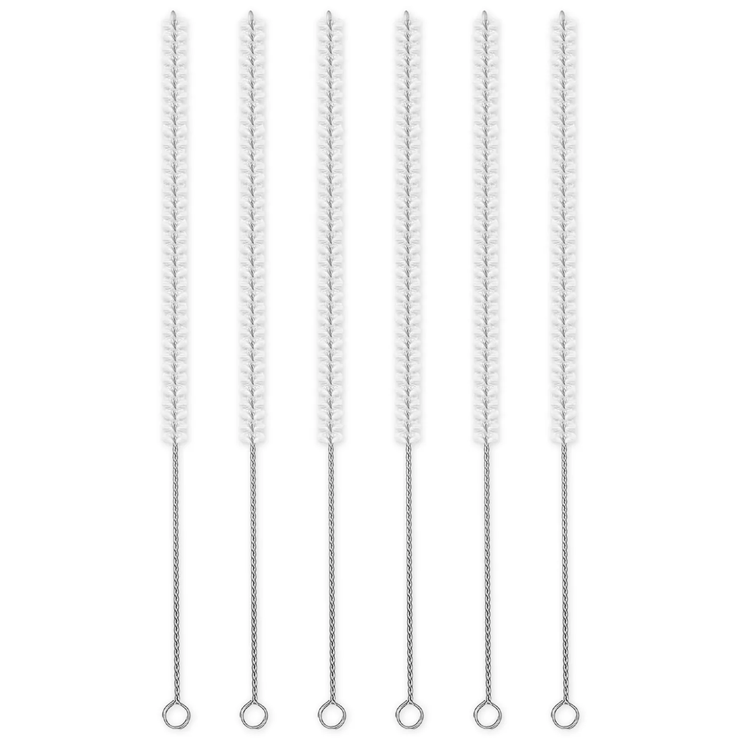 Straw Cleaner Brushes Set - 6 Pieces Extra Long Nylon Bristles and Stainless Steel Handle, Brush Set for Most Straw Sizes