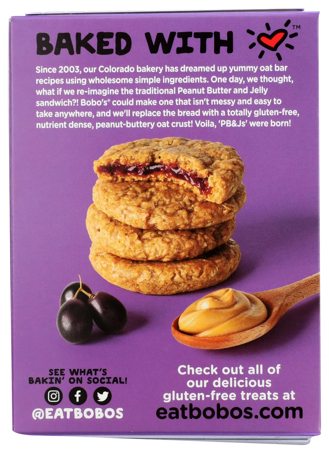 Bobos Oat Bars Bar PB&J's Grape 4Pk 8.4 OZ
