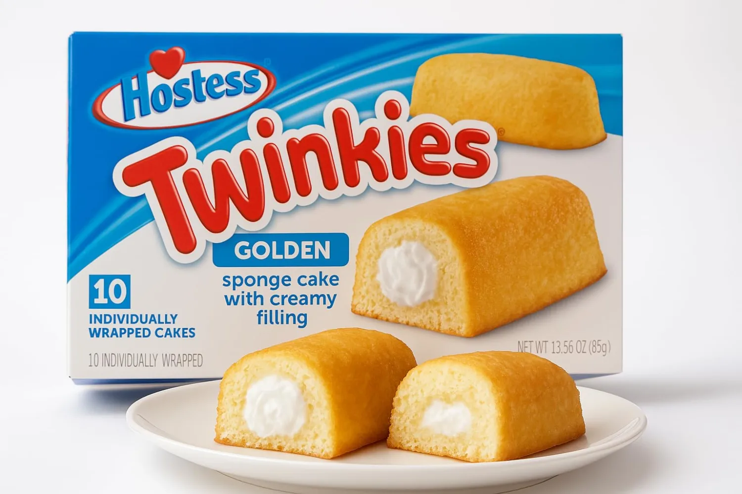 Hostess Cakes Twinkies Individually Wrapped – Golden Snack Cake 10ct 13.58oz, Classic Hostess Snacks Cake, Desserts Snacks Cakes for All Ages