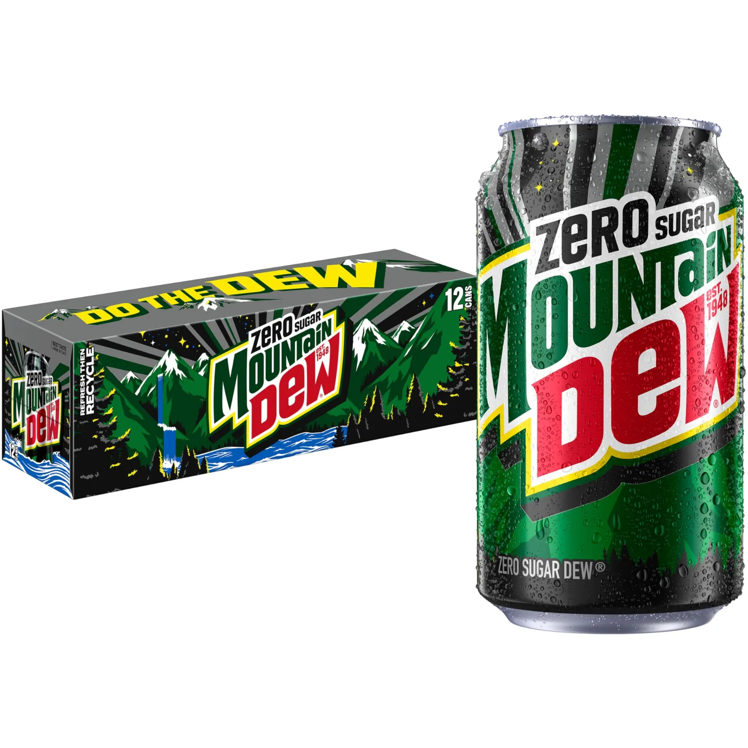 Mountain Dew Zero Sugar Soda, 12oz Cans (12 Pack)