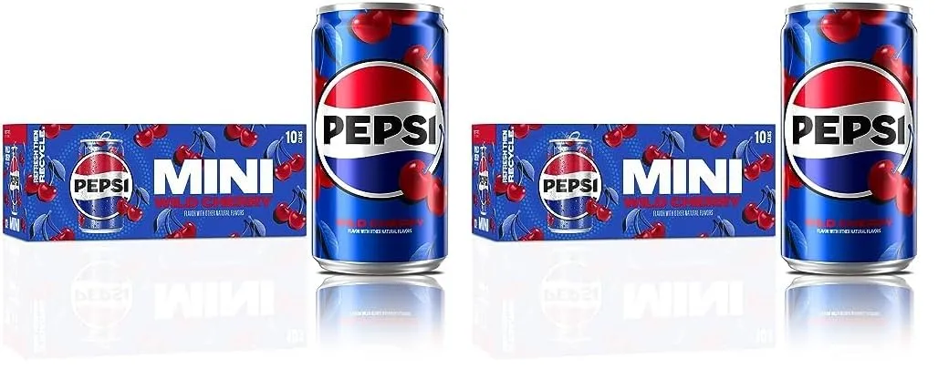 Pepsi Wild Cherry Soda Mini Cans, 7.5 Ounce Mini Cans (Two packs of 10) (Packaging May Vary)​