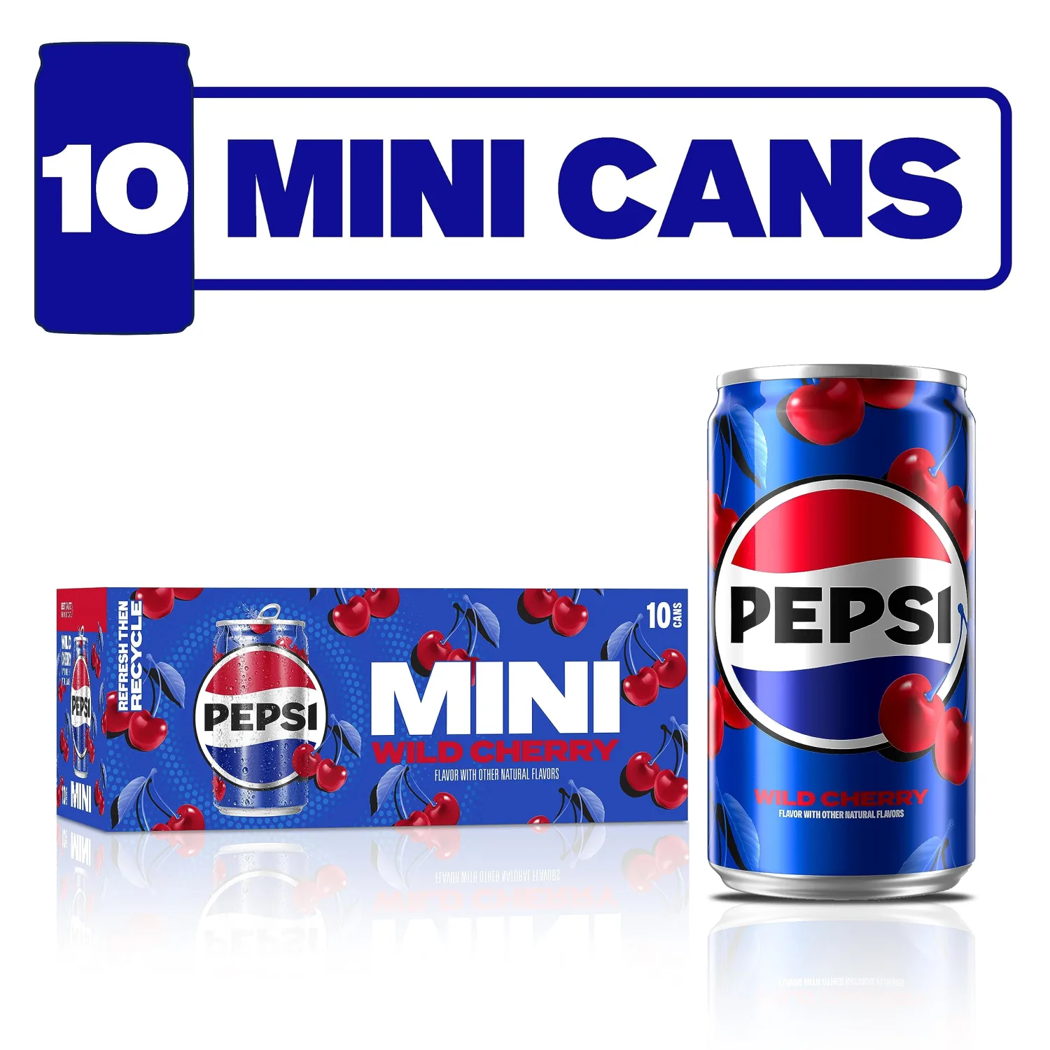 Pepsi Wild Cherry Soda Mini Cans, 7.5 Ounce Mini Cans (Two packs of 10) (Packaging May Vary)​