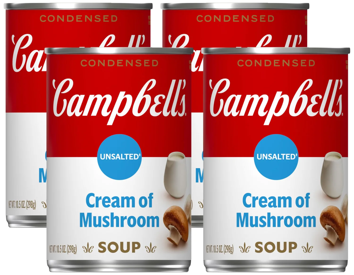 Campbell’s Condensed Unsalted Cream of Mushroom Soup, 10.5 Ounce Can (Pack of 4)