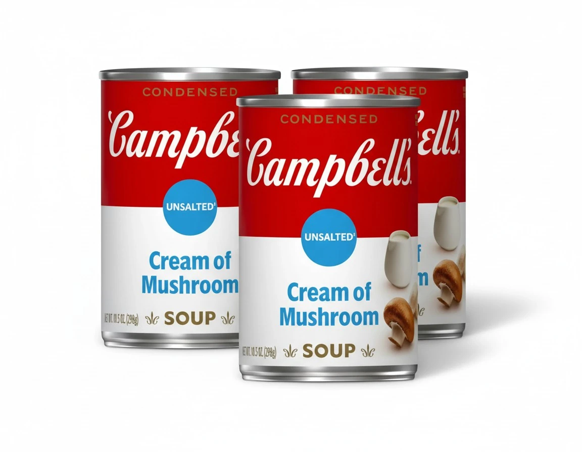 Campbell’s Condensed Unsalted Cream of Mushroom Soup, 10.5 Ounce Can (Pack of 4)