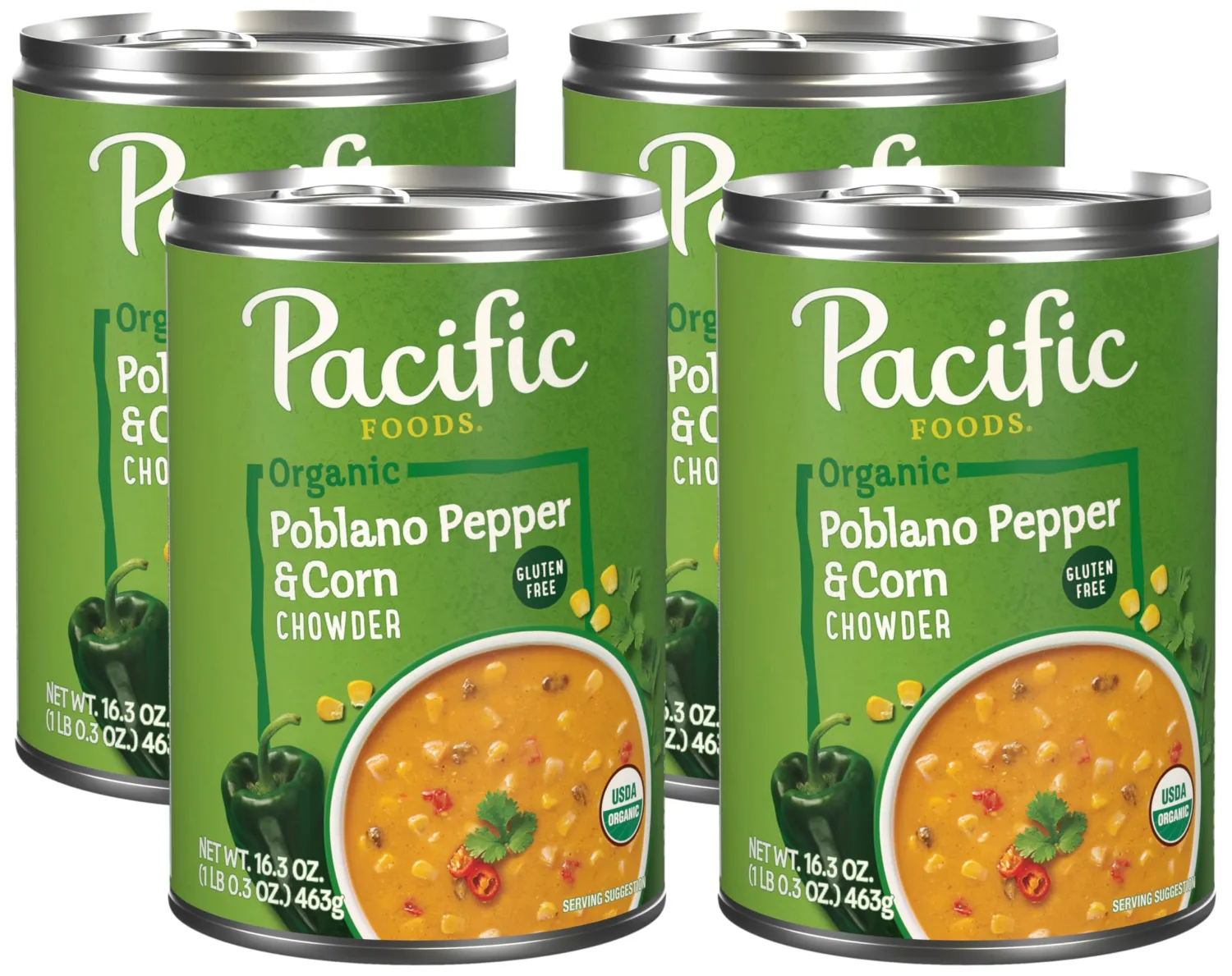 Pacific Foods Organic Poblano Pepper and Corn Chowder, 16.3 oz Can (Pack of 4)