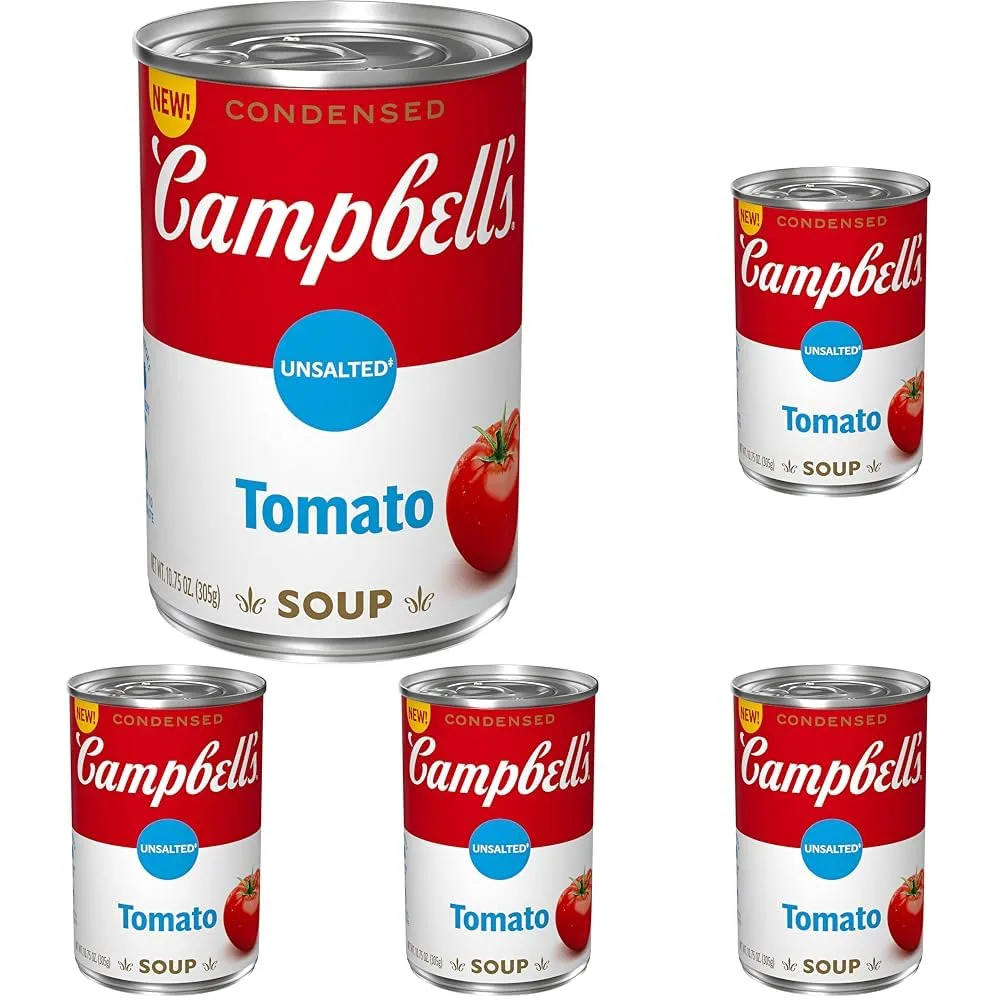 Campbell's Condensed Unsalted Tomato Soup, 10.75 Ounce Can (Pack of 5)