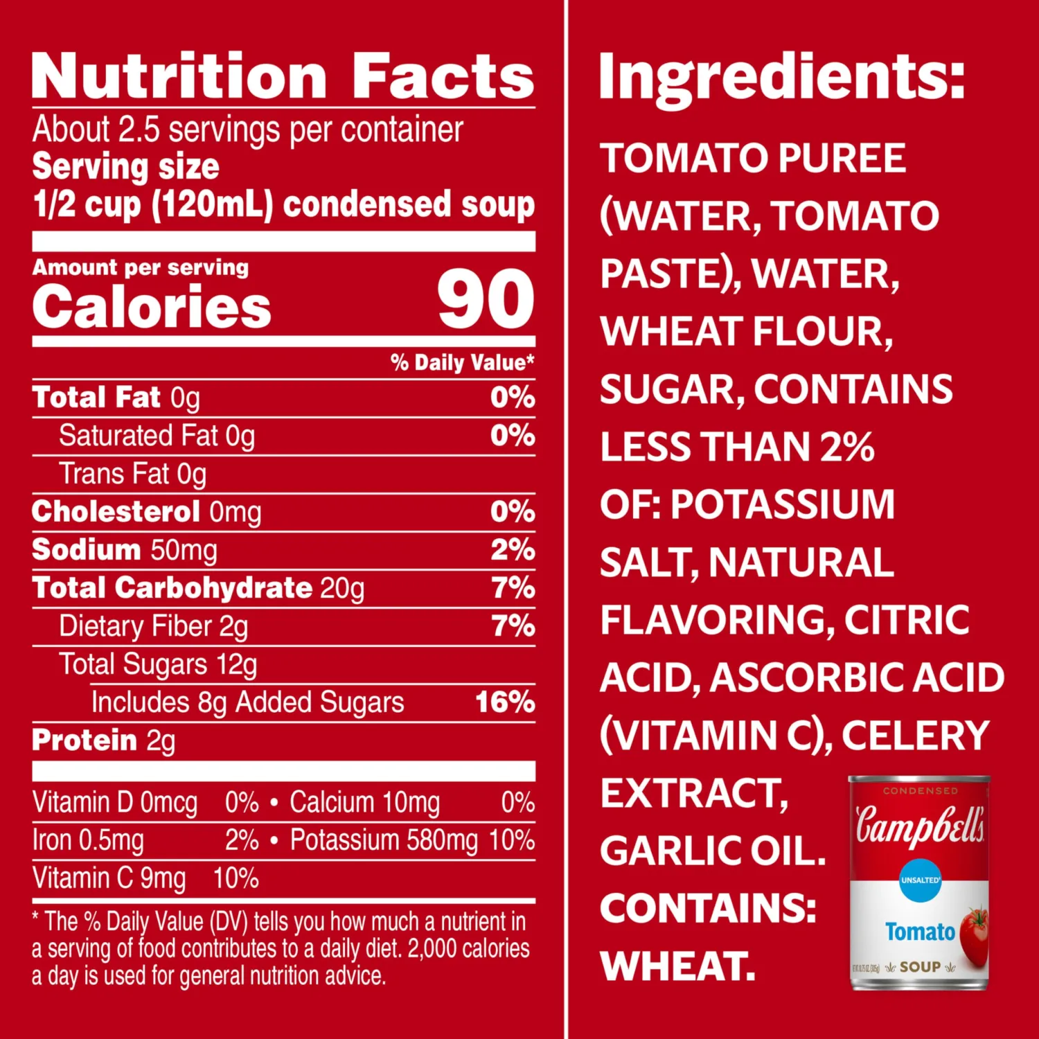 Campbell's Condensed Unsalted Tomato Soup, 10.75 Ounce Can (Pack of 5)
