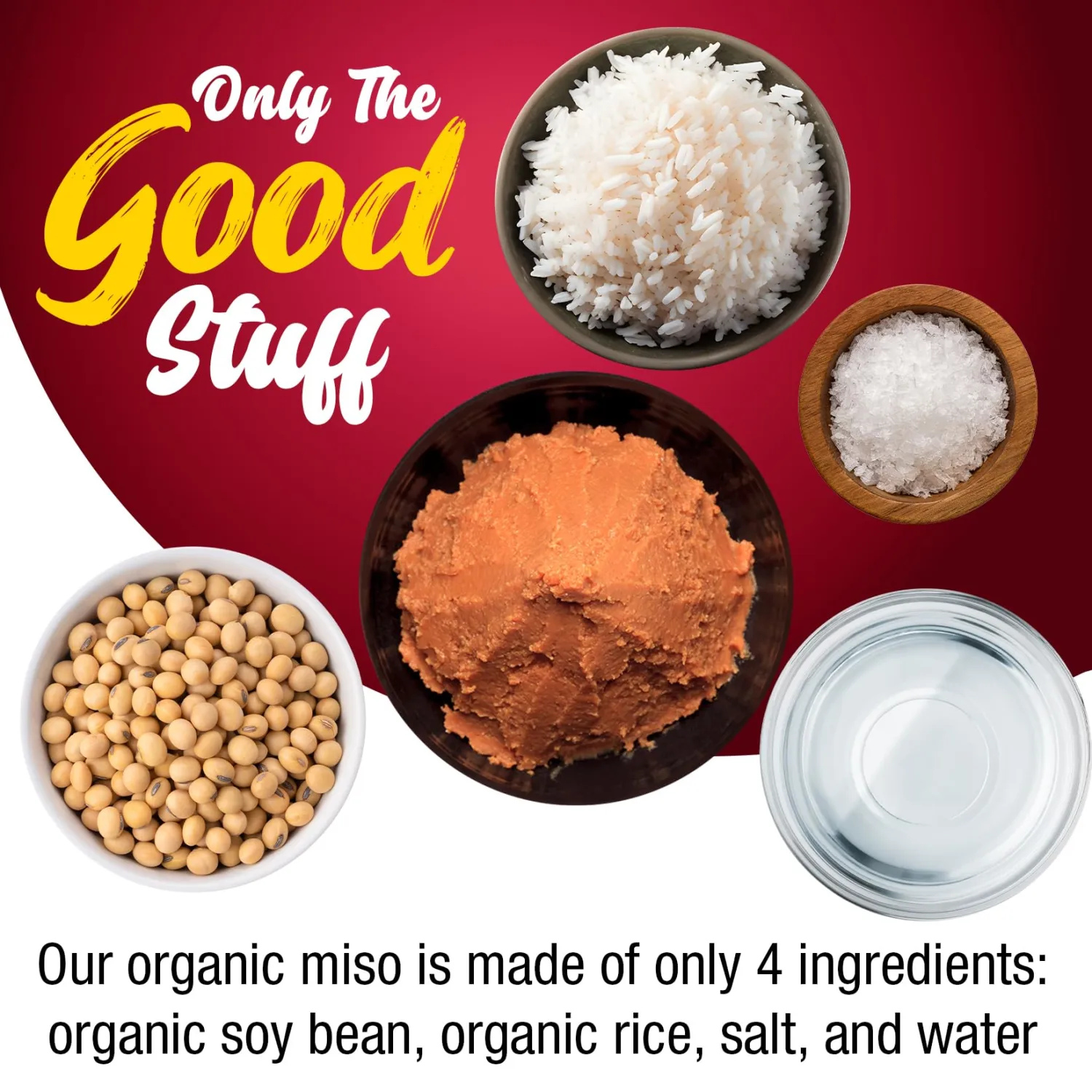 Fusion Select Organic White Miso Paste - Made of Fermented Soy Bean & Rice - Savory Japanese Seasoning For Cooking Soup Base, Broth, Stew, Salad Dressing, Sauce, Marinade, Ramen - 15 Servings, 300g