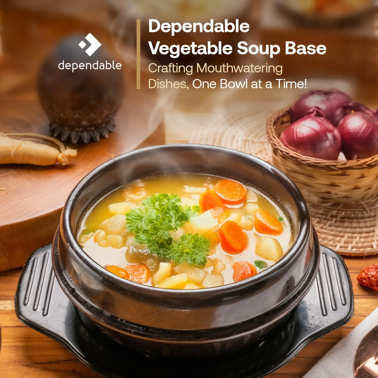 Dependable Food Vegetable Soup Base – Vegetable Flavor Consommé | 15 Oz. Resealable Jar | No MSG, Kosher | Perfect for Soups, Stocks, and Broths