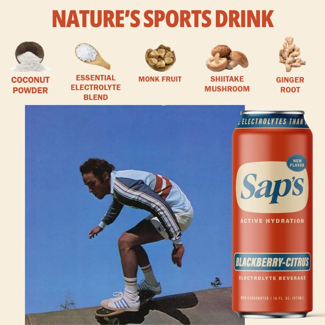 Sap’s Rapid Rehydration Sports Drink - 3 Cans (Variety Pack) - Nature's Sports Drink, Widly Refreshing Electrolytes and Adaptogens for Workouts, Wellness - ZERO Artificial Colors, Flavors, or Sugars