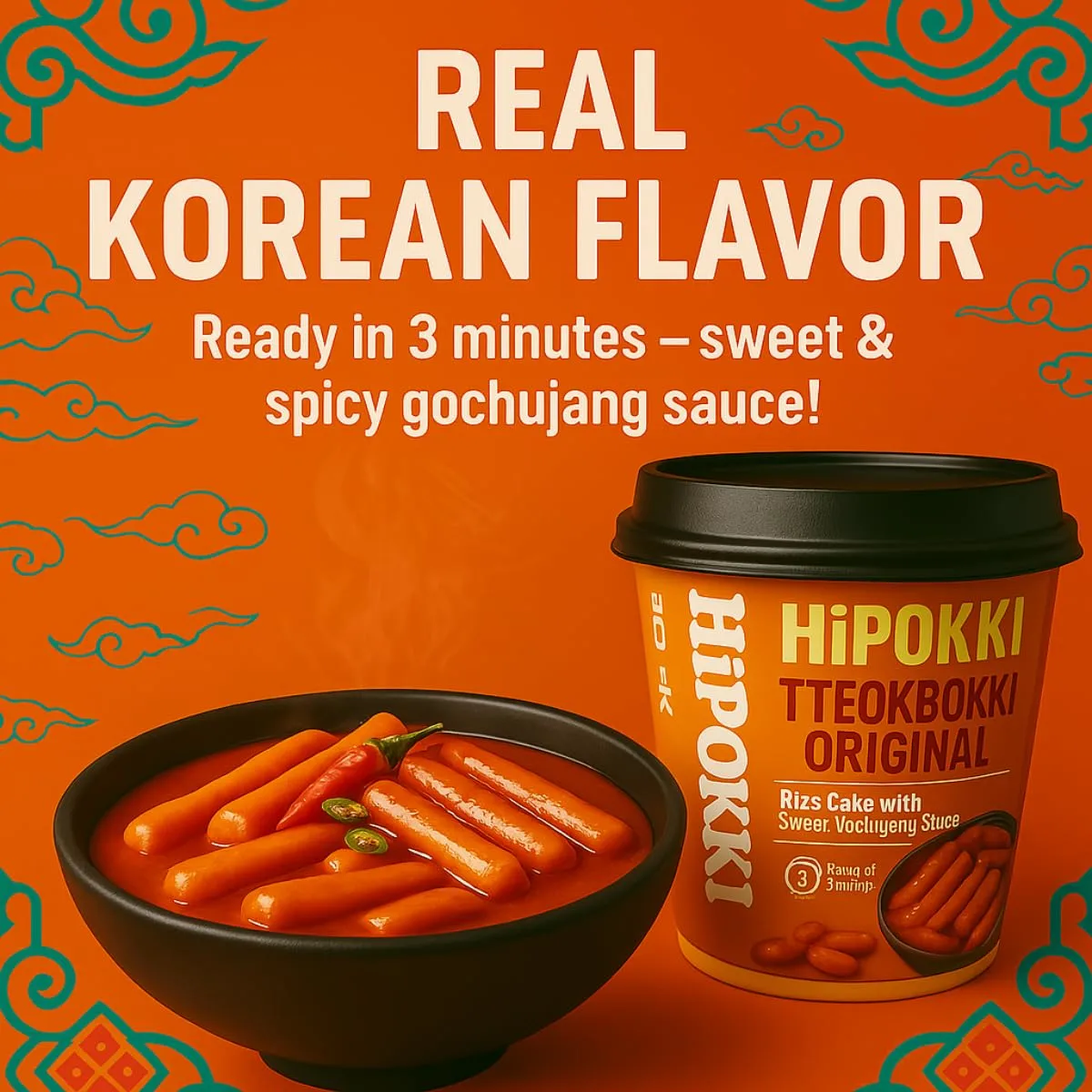 Unha's Korean Spicy and Sweet Rice Cakes, 2 Cups Instant Korean Rice Cake Tteokbokki Tteok, Single Serving Pack of 2
