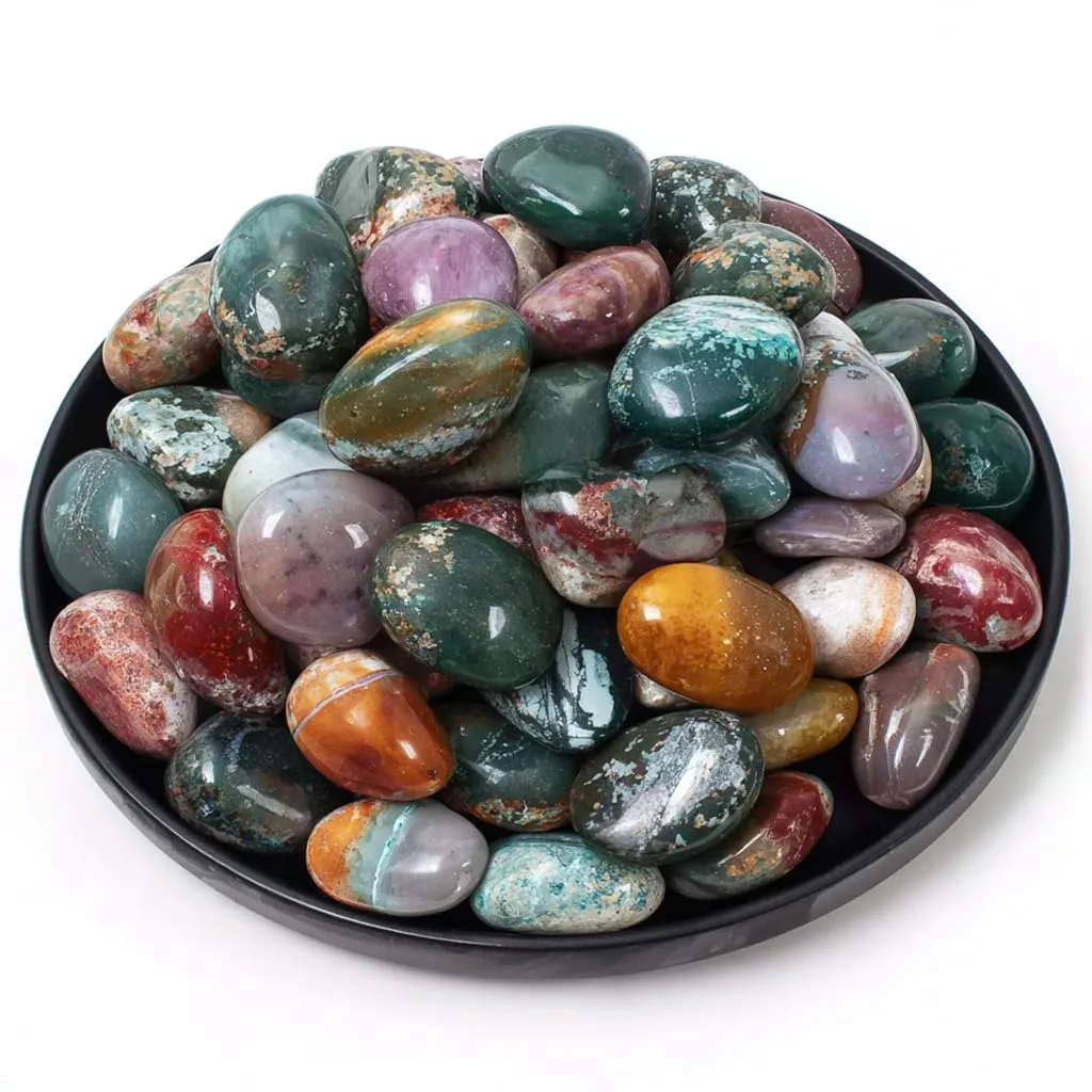 Ocean Jasper Healing Crystal Stone Set - 24 Pieces, 0.6" Natural & Polished Stones for Healing, Meditation, Reiki, Chakra, Crafting & Decoration