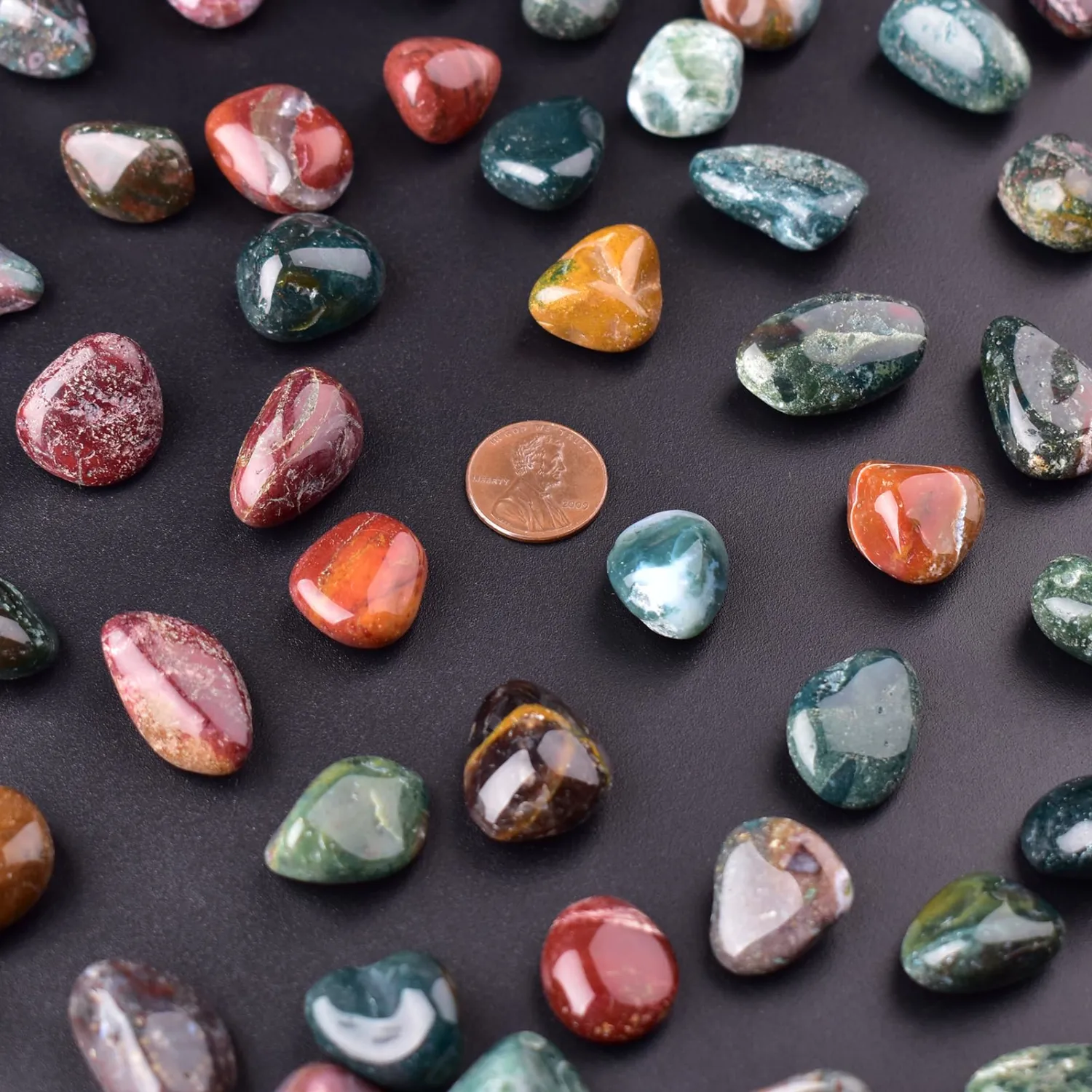 Ocean Jasper Healing Crystal Stone Set - 24 Pieces, 0.6" Natural & Polished Stones for Healing, Meditation, Reiki, Chakra, Crafting & Decoration