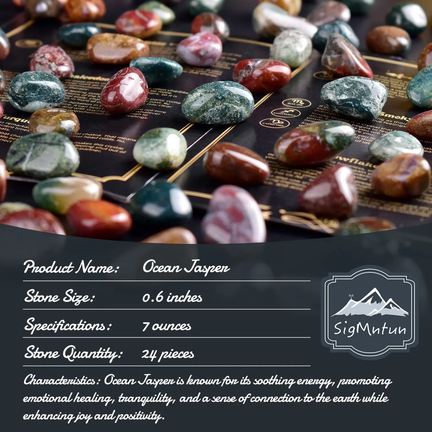 Ocean Jasper Healing Crystal Stone Set - 24 Pieces, 0.6" Natural & Polished Stones for Healing, Meditation, Reiki, Chakra, Crafting & Decoration