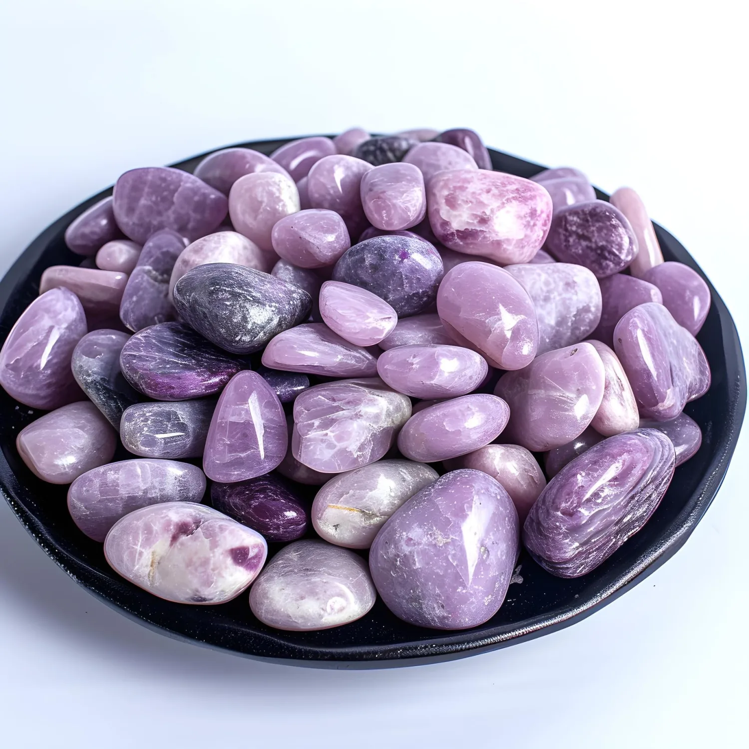 Polished Lepidolite Crystals - 72 Pcs, 0.5" 10 oz Handpicked Natural Tumbled Gemstones Rocks, Pebbles for Reiki, Chakra, Healing Home Decor